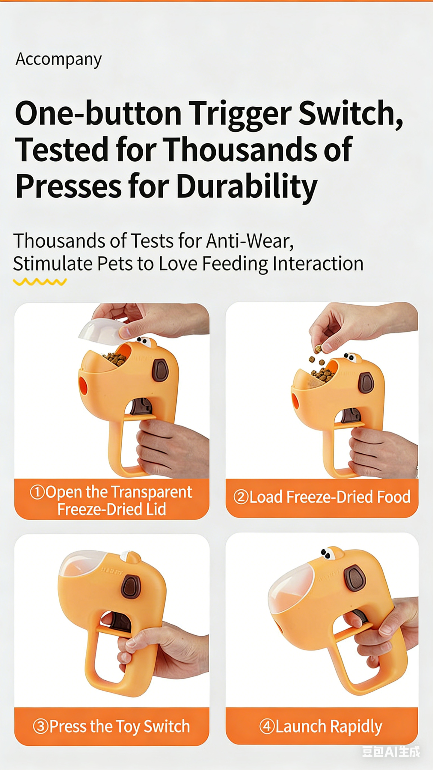 Treat Launch Toy - One-Click Pet Treat Dispenser for Cat & Dog Bonding Play