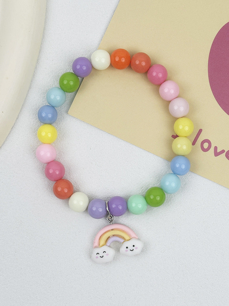 Sweet Pet Necklace Hand-Strung Beaded Collar with Cartoon Cat Charms for Dogs and Cats