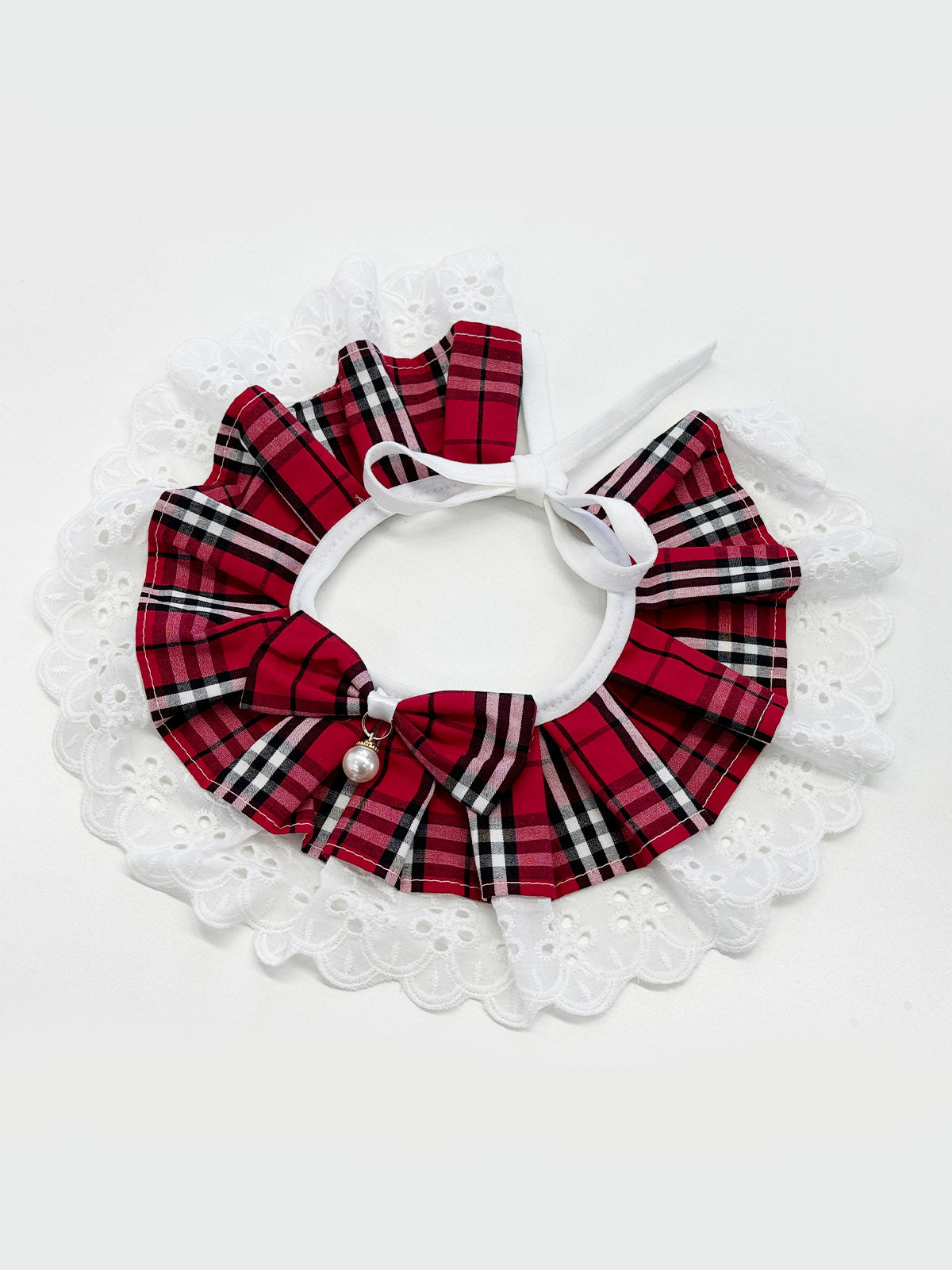 Cat Dog Collar Bandana Bowknot Plaid Adjustable