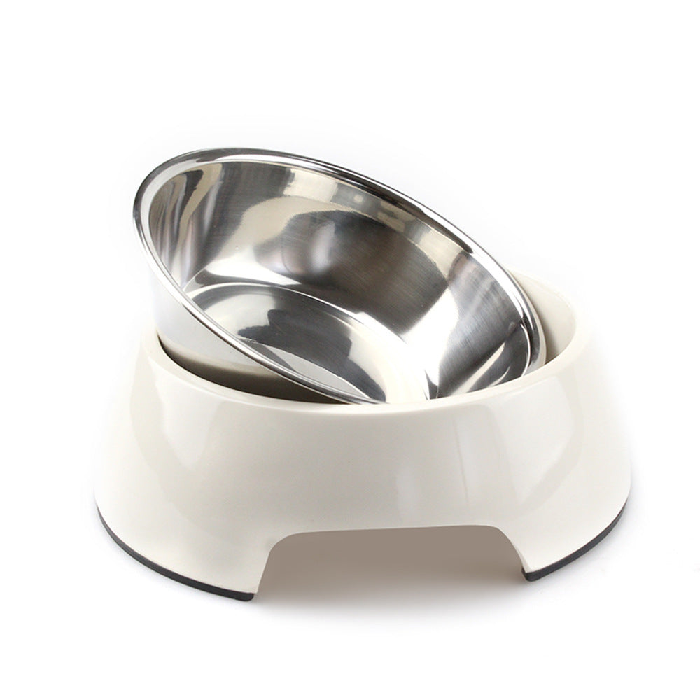 Melamine Dog Bowl with Stainless Steel Insert - Non-Slip Double Layer Pet Food Dish, Easy Clean