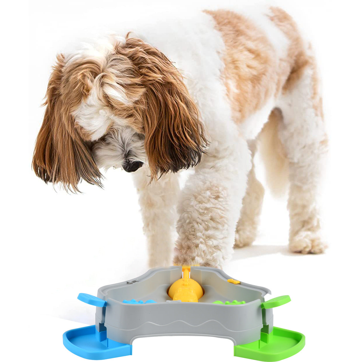 3-IN-1 Pet Interactive Feeder for Dogs & Cats, Press-to-Reward Puzzle Toy
