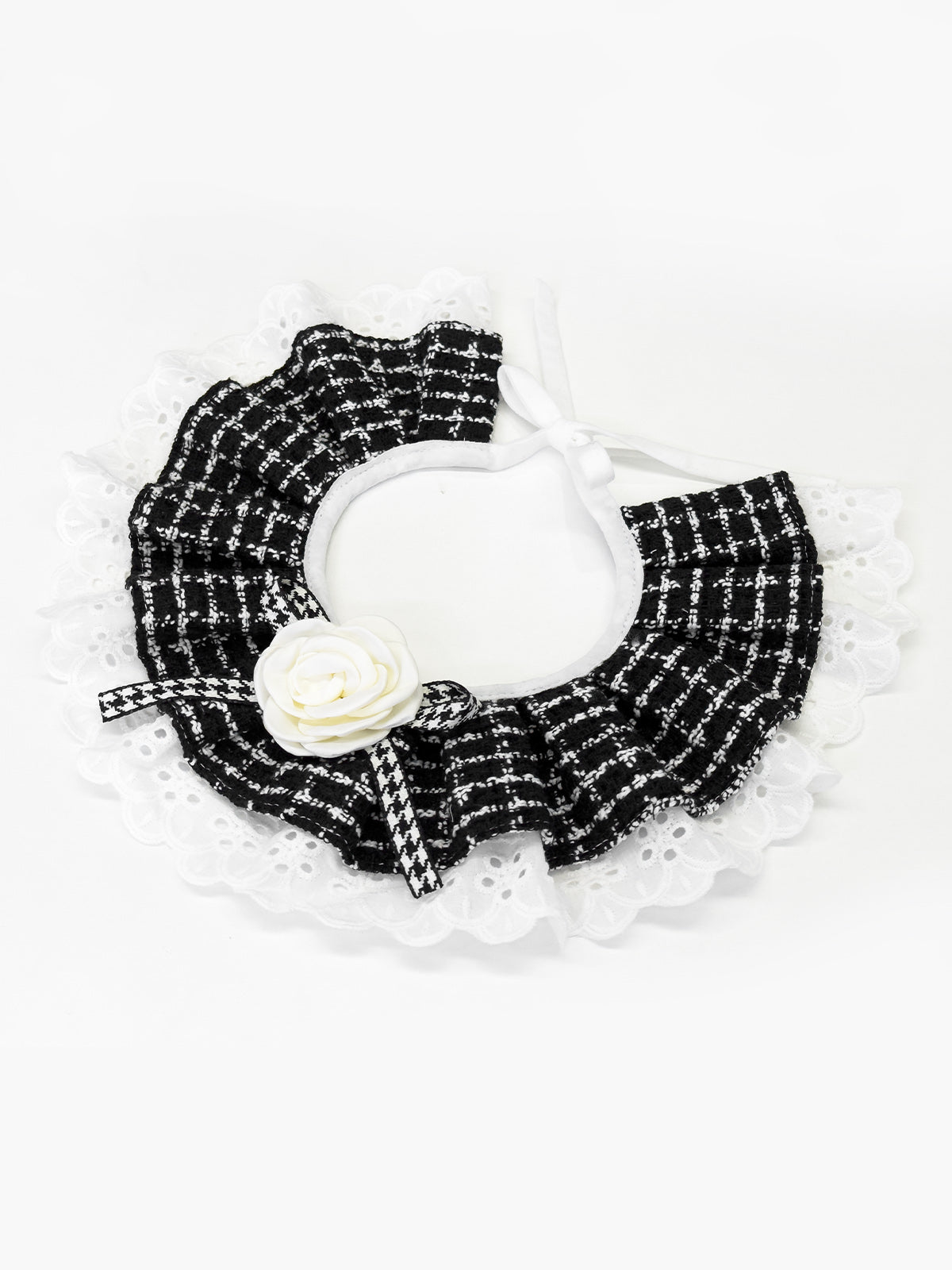 Cat Dog Collar Plaid Flowers Deco Lace-up Cute