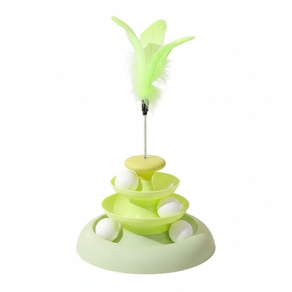 3-Tier Cat Track Toy - Interactive Ball Spinner with Multi-Level Orbit