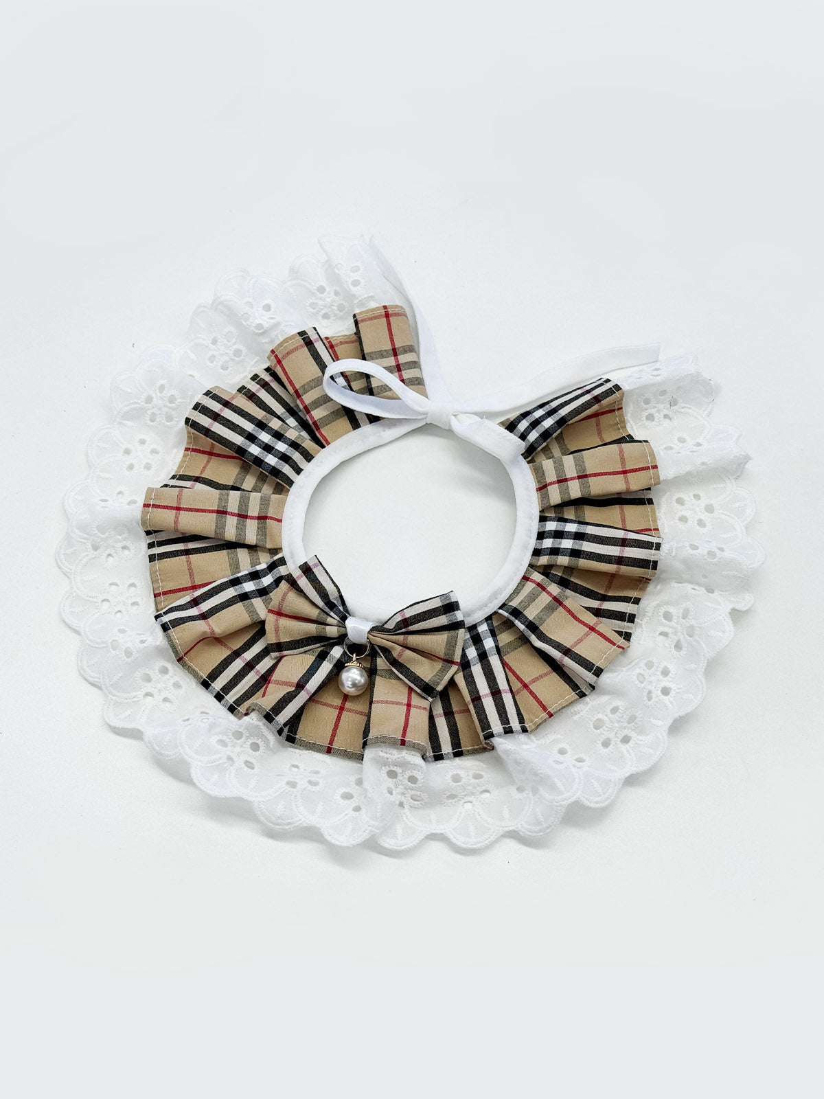 Cat Dog Collar Bandana Bowknot Plaid Adjustable