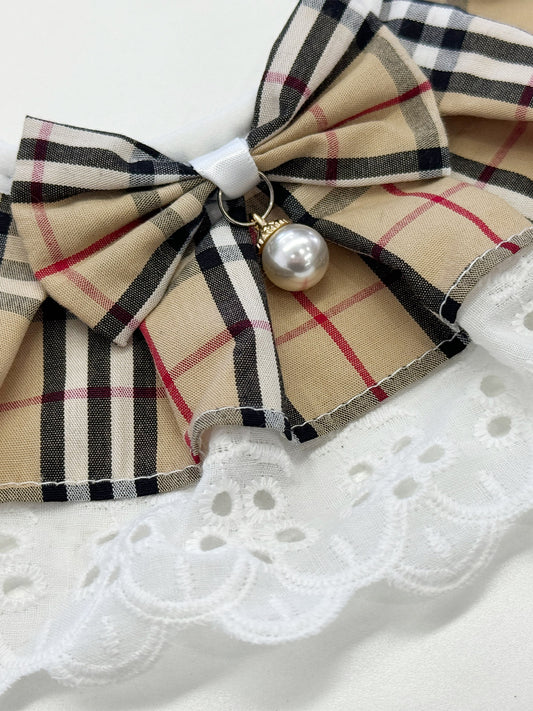 Cat Dog Collar Bandana Bowknot Plaid Adjustable