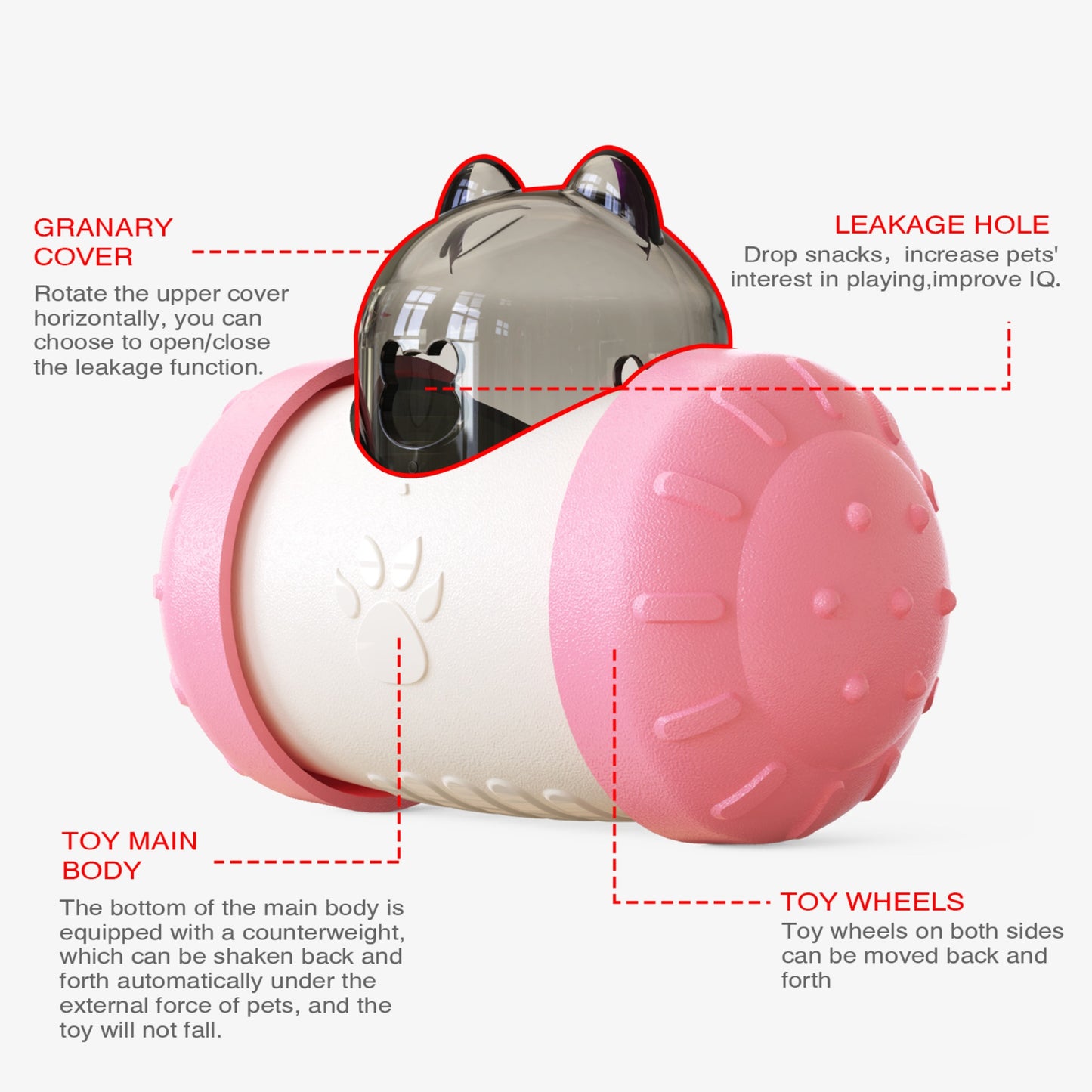 Wobble & Feed Treat Ball - Slow Feeder Puzzle Toy for Dogs' Mental Stimulation