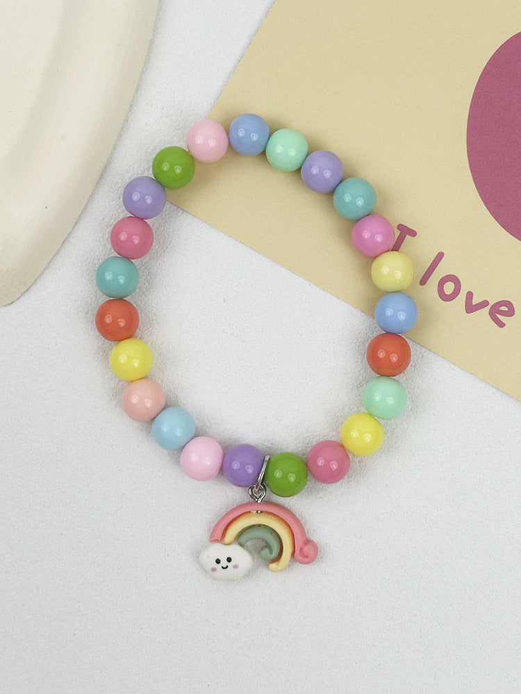 Sweet Pet Necklace Hand-Strung Beaded Collar with Cartoon Cat Charms for Dogs and Cats
