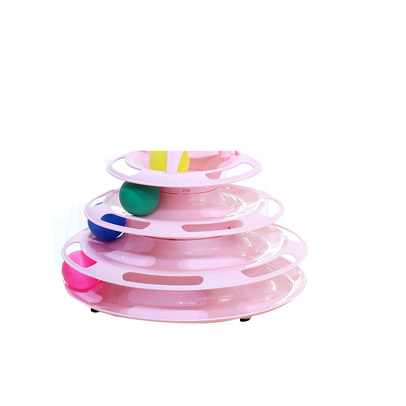 3-Tier Cat Track Toy - Interactive Ball Spinner with Multi-Level Orbit
