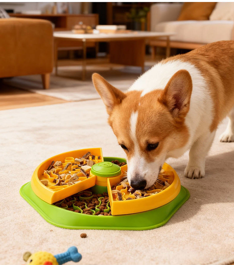 Double Layer Slow Feeder Dog Bowl - Non-Slip Puzzle Dish for Fast Eaters, Anti-Spill Cat Dog Bowl