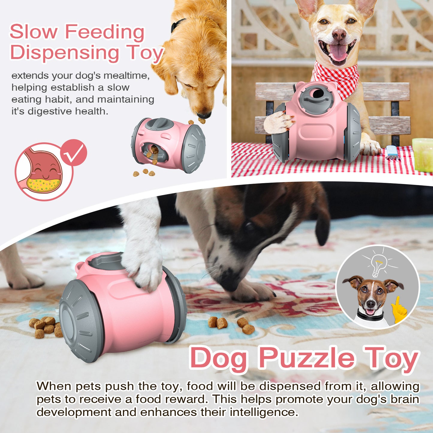 Wobble Wag Treat-Dispensing Bear - Mental Enrichment Toy for Dogs, Anxiety Relief & Slow Feeding Fun.