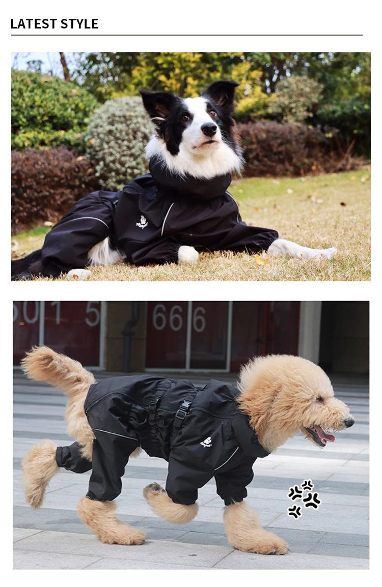 All-Season Dog Rain Jacket - Waterproof Windproof Lightweight Shell for Medium & Large Active Dogs