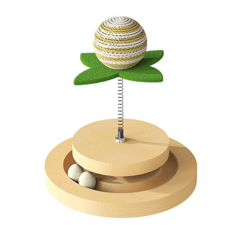 Cat Tumbler Toy on Spring - Interactive Teaser Wand & Sisal Chew Ball in One