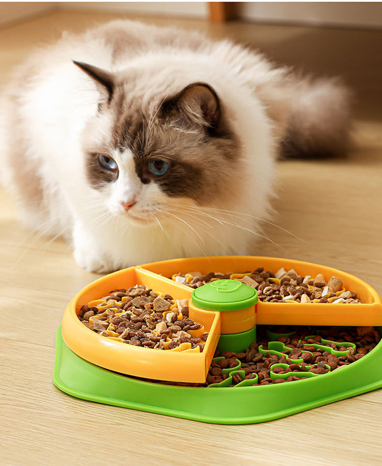 Double Layer Slow Feeder Dog Bowl - Non-Slip Puzzle Dish for Fast Eaters, Anti-Spill Cat Dog Bowl