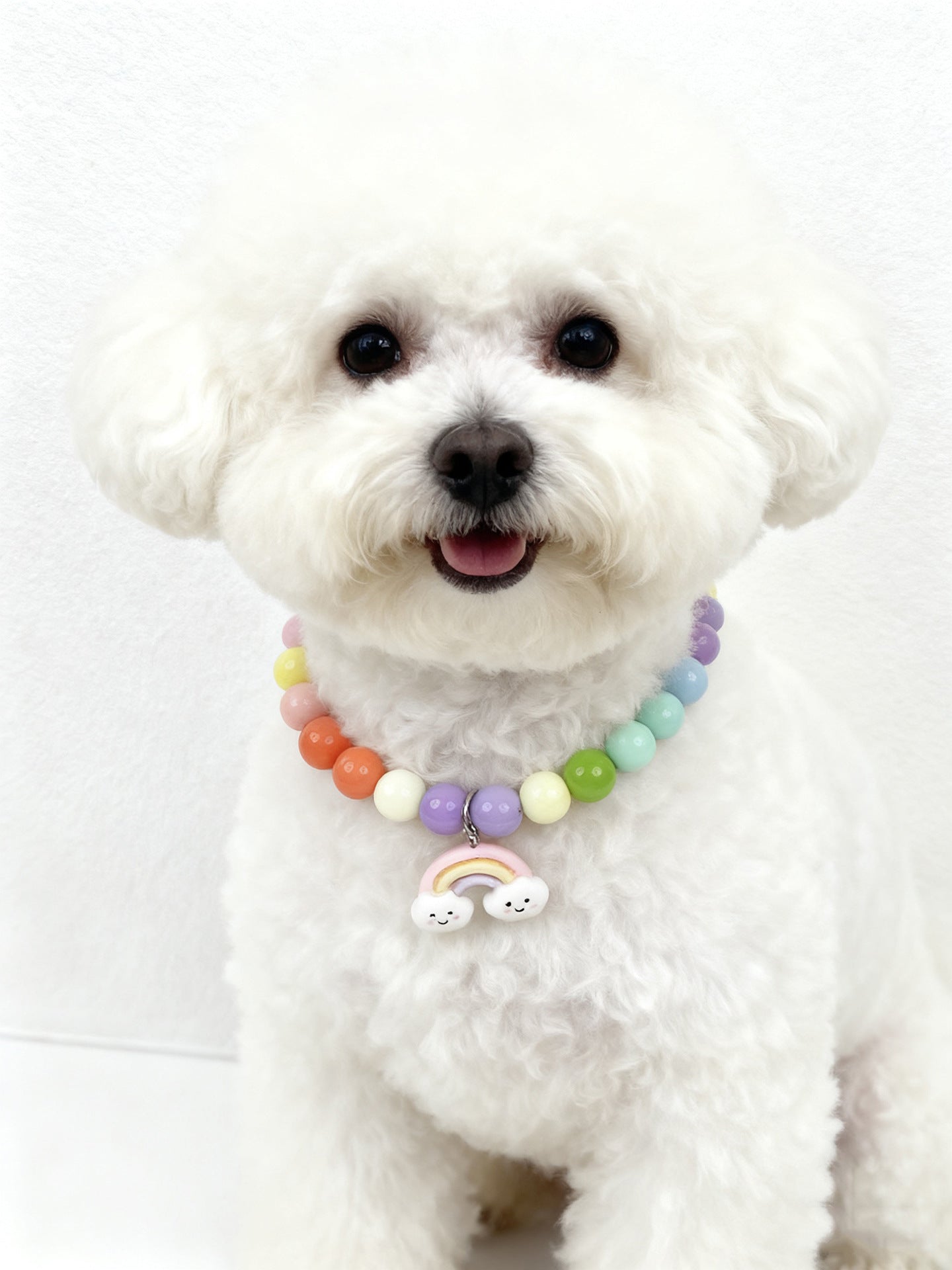 Sweet Pet Necklace Hand-Strung Beaded Collar with Cartoon Cat Charms for Dogs and Cats