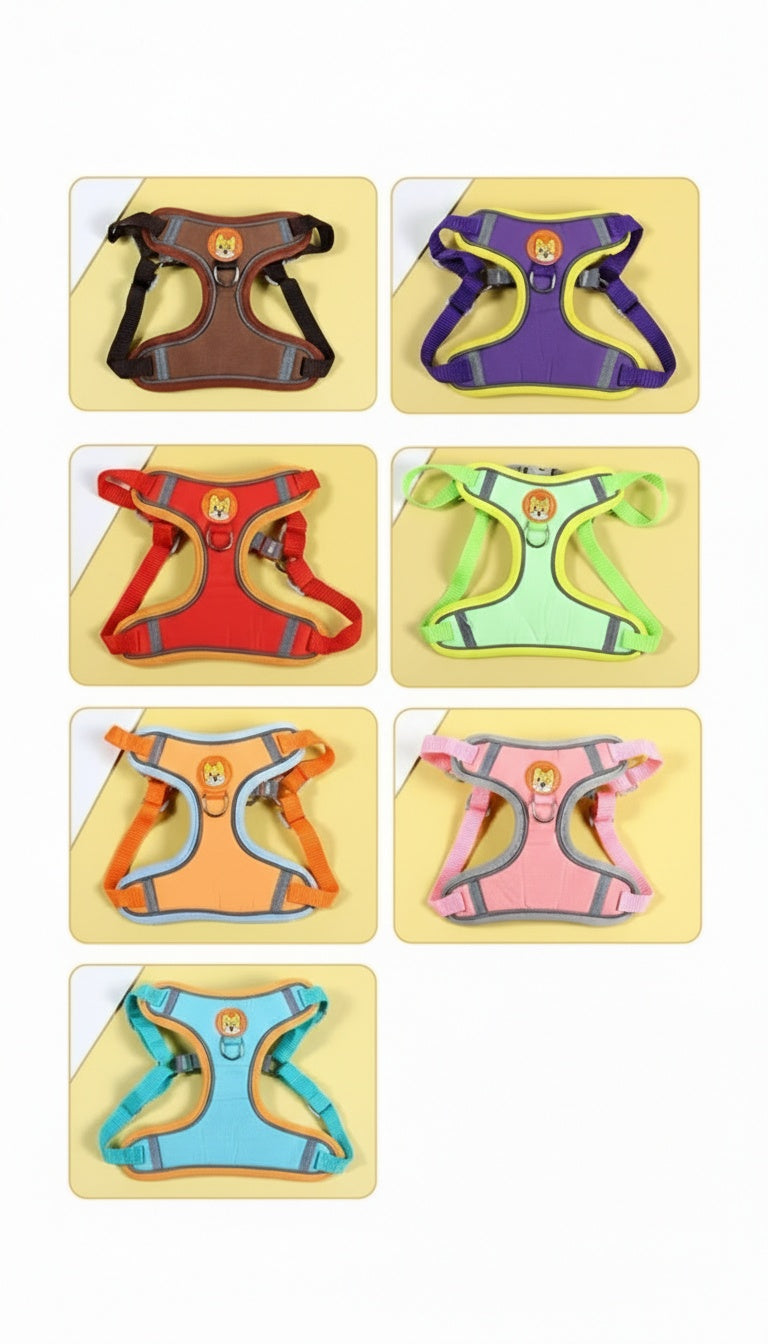 Suede-Lined Dog Harness Vest - Escape-Proof Reflective Vest for Small Dogs & Cats
