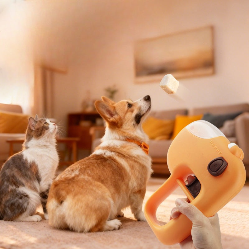 Treat Launch Toy - One-Click Pet Treat Dispenser for Cat & Dog Bonding Play