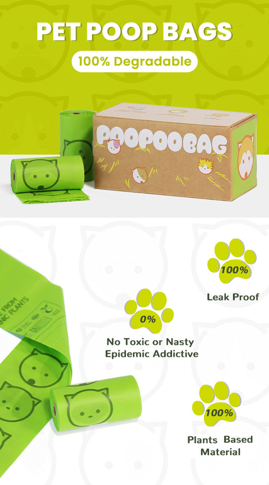 120 Counts Dog Poop Bags 100% Certified Home Compostable Waste Bag Leak Proof Waste Bags Large Size Unscented