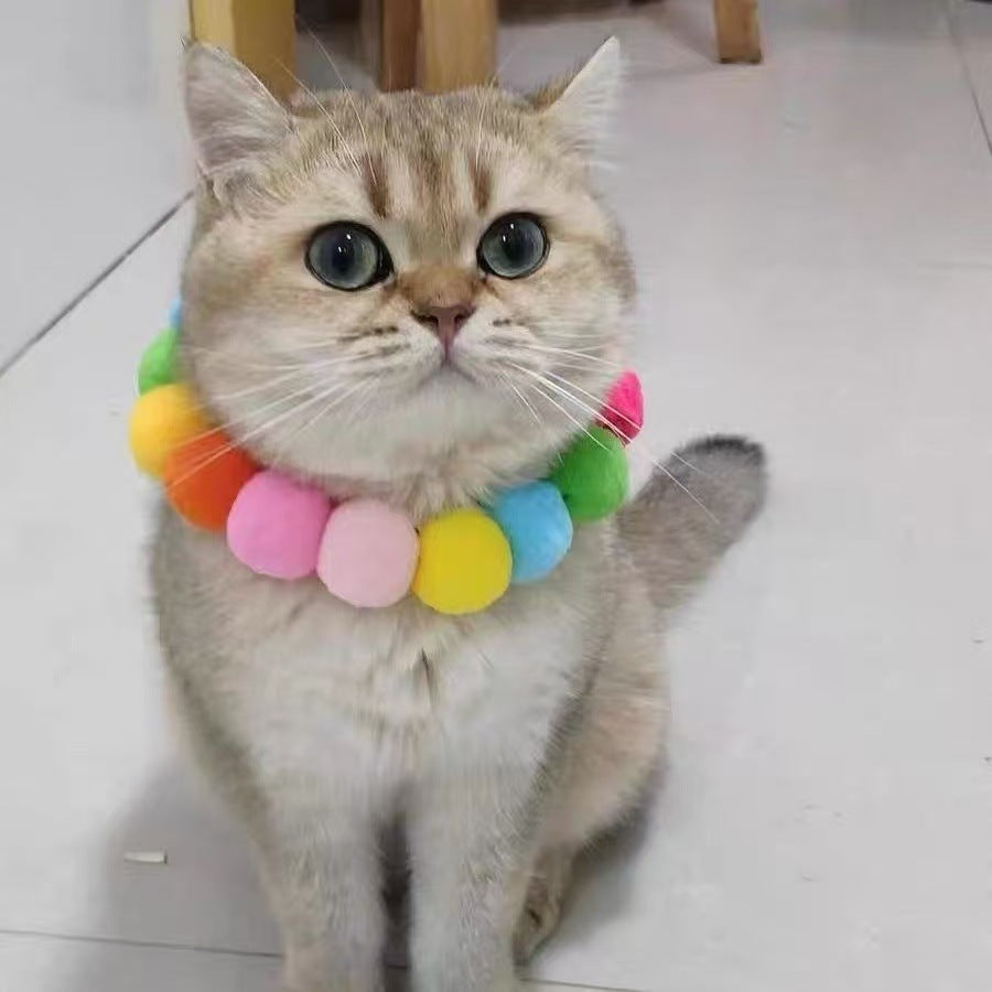 Collars Yarn Balls Pet Necklace Dog Cat Colorful