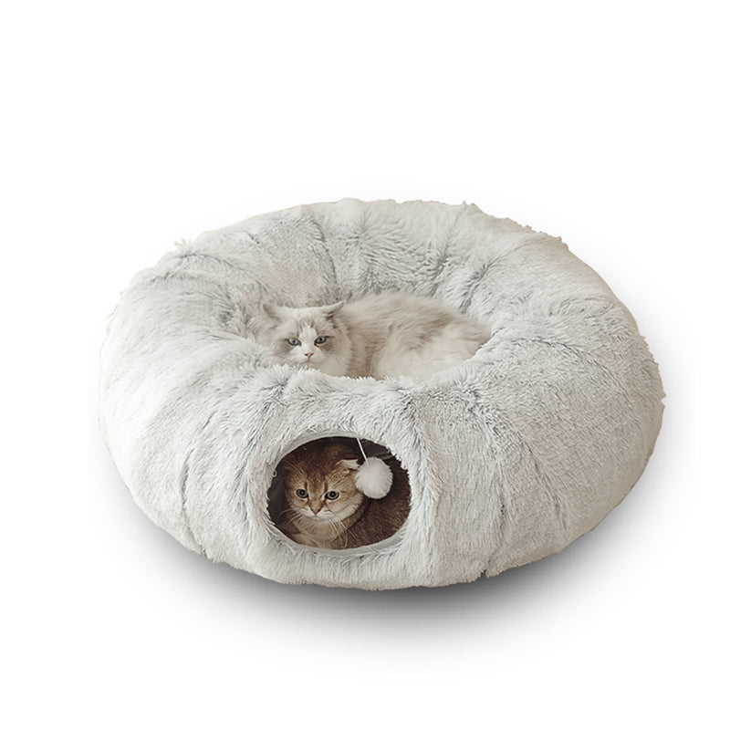 Plush Tunnel Cat Bed