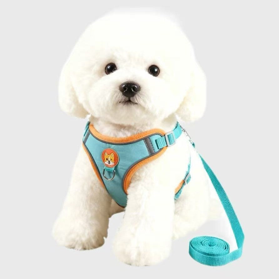 Suede-Lined Dog Harness Vest - Escape-Proof Reflective Vest for Small Dogs & Cats
