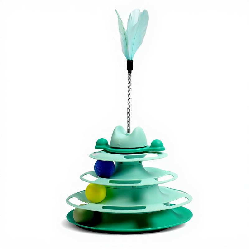3-Tier Cat Track Toy - Interactive Ball Spinner with Multi-Level Orbit