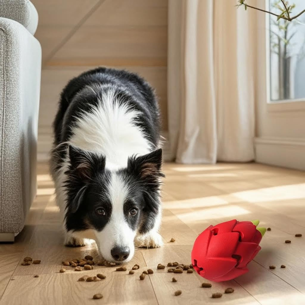Pitaya Dragon Fruit Dog Chew Toy - Durable Rubber Treat Dispenser with Hiding Spots