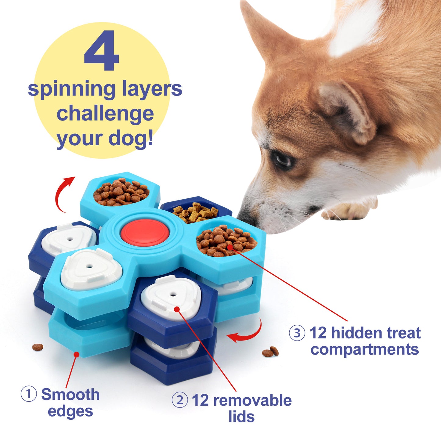 Rotating Puzzle Feeder - Multi-Layer Dog Slow Feeder & Mental Stimulation Toy