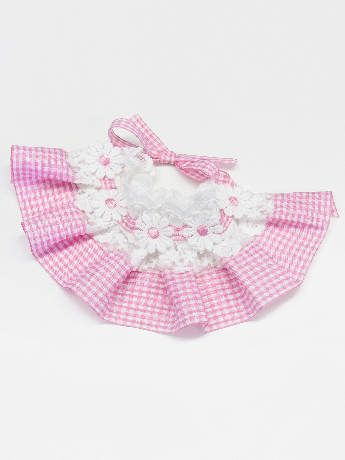 Cat Dog Collar Plaid Flowers Deco Lace-up Cute Kitten Adjustable