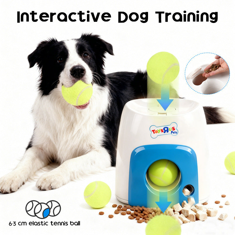 Smart Tennis Treat Launcher - Interactive Food Dispensing Dog Toy with Ball Launch & Training Rewards