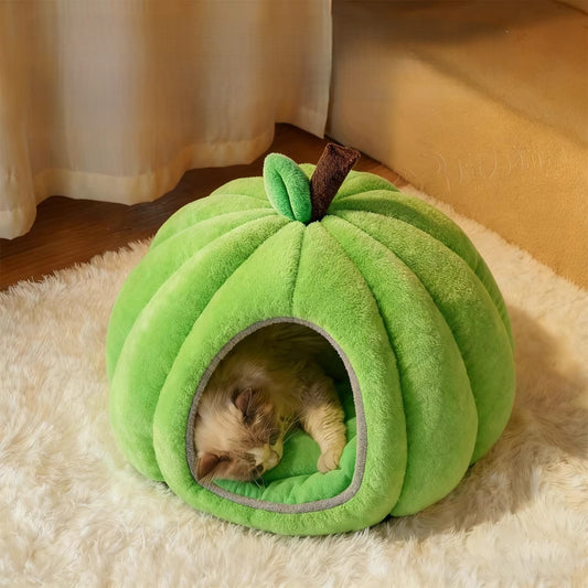 Semi-Enclosed Winter Pet Bed with Removable Cushion)