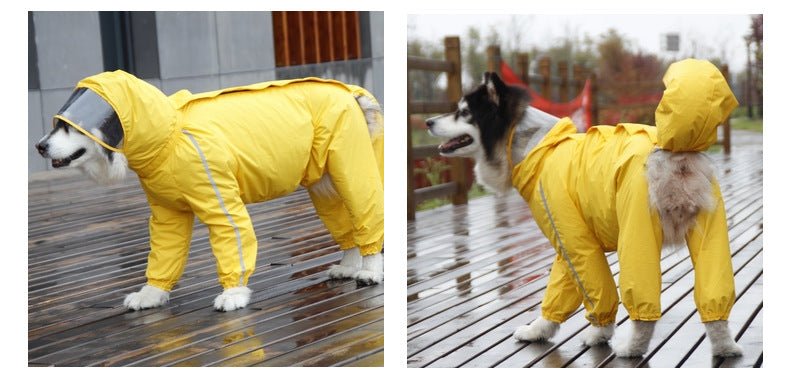 Full Coverage Dog Raincoat for Large Breeds - Waterproof All-Weather Coat for Border Collies, Golden Retrievers, Labradors