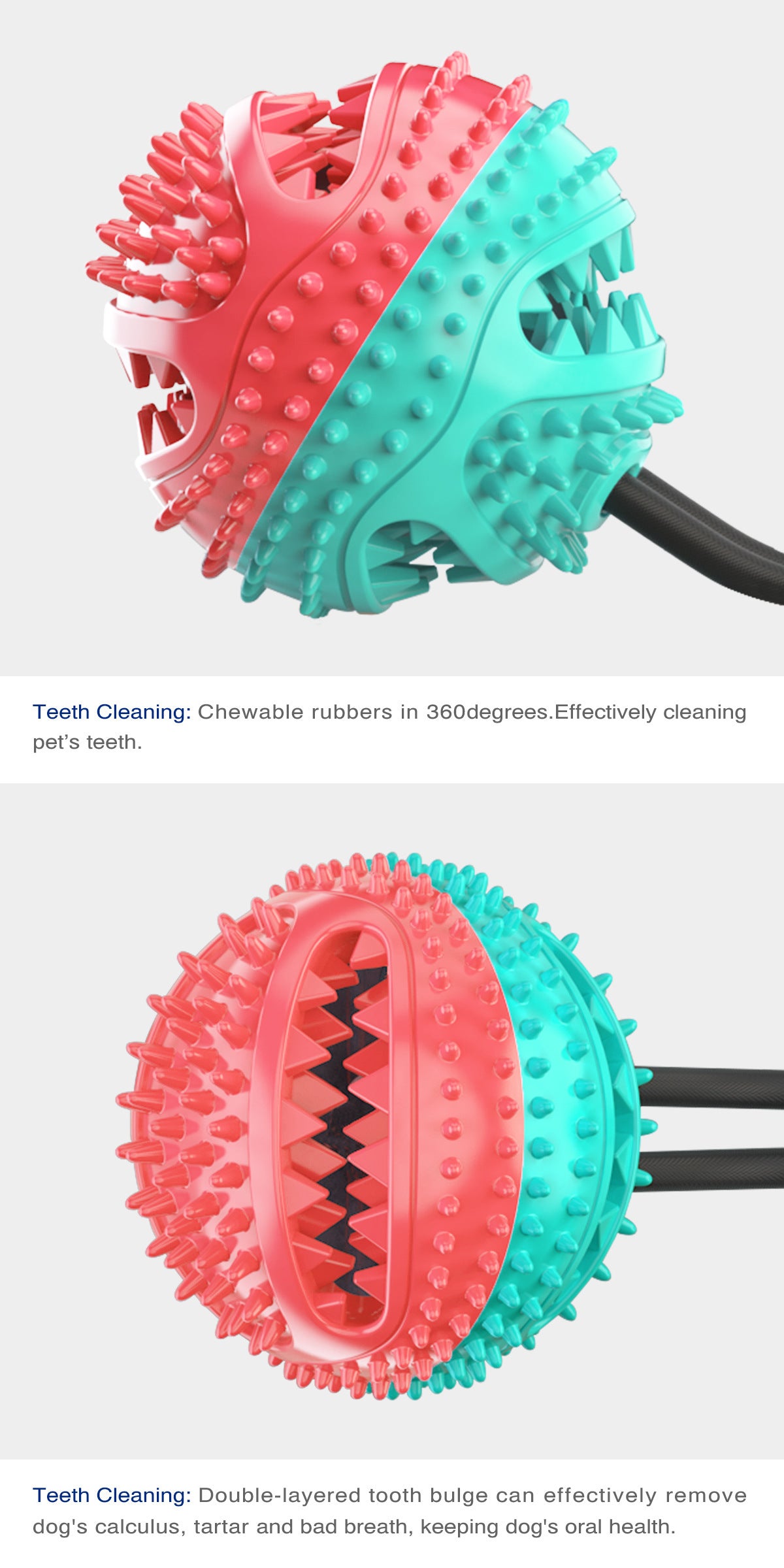 Suction Chew Ball Feeder - Dog Puzzle Toy with Suction Cup Base for Treat Dispensing & Teeth Cleaning