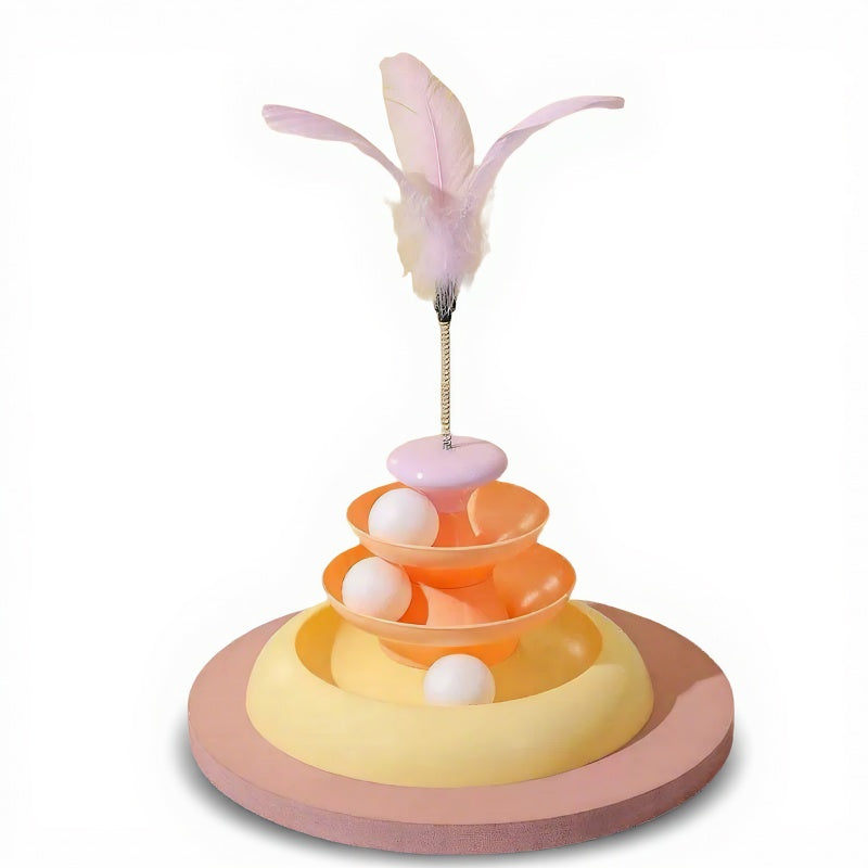 3-Tier Cat Track Toy - Interactive Ball Spinner with Multi-Level Orbit