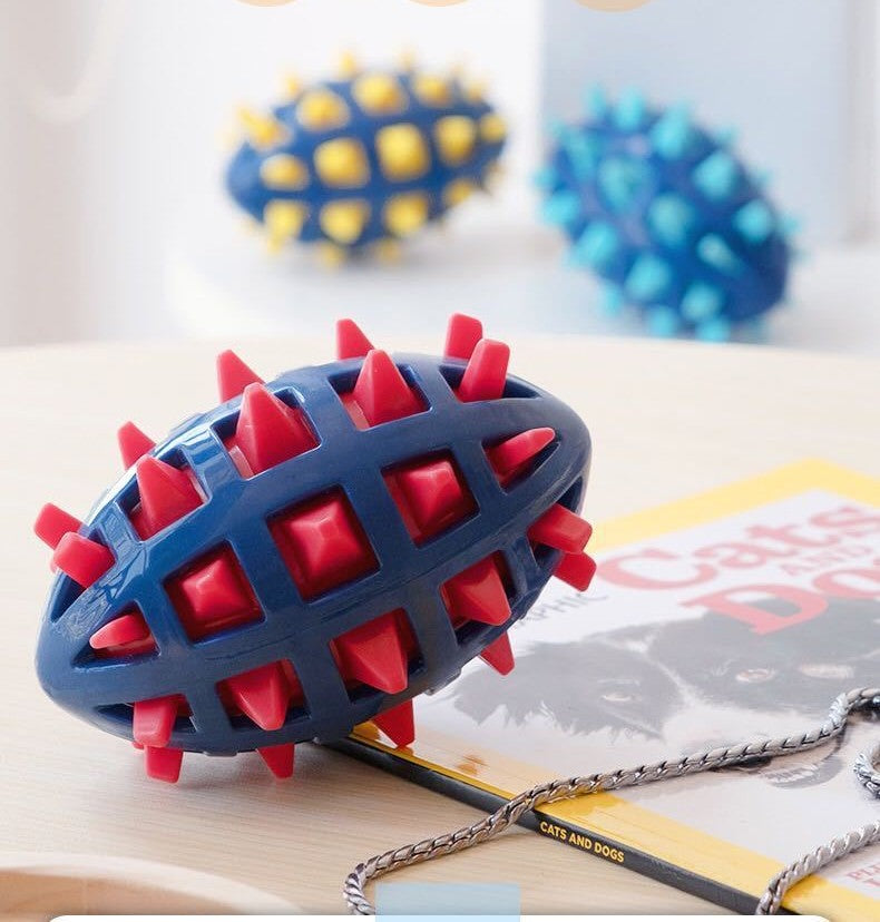Squeaky Football Dog Toy with Massage Spikes - TPR, Floats, Aggressive Chew
