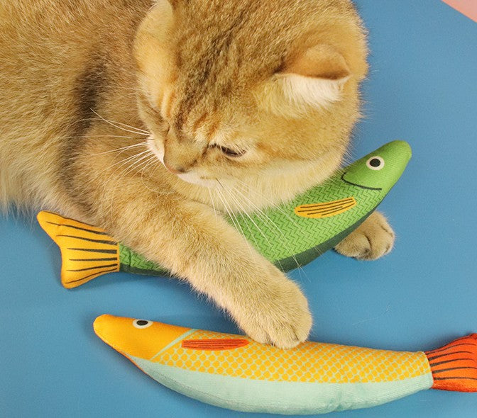 Self-Play Saury Cat Toy - Catnip Infused, Durable Kicker & Chew Toy for Kittens