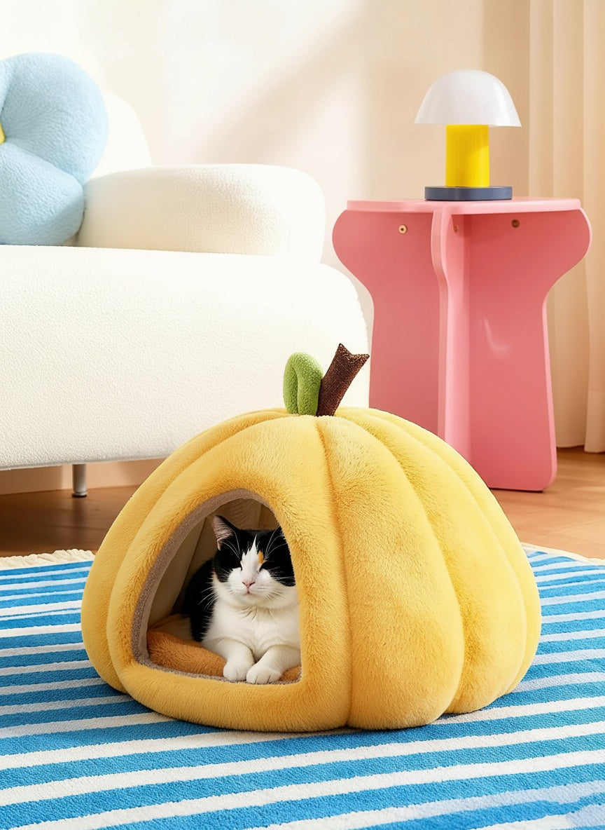 Semi-Enclosed Winter Pet Bed with Removable Cushion)
