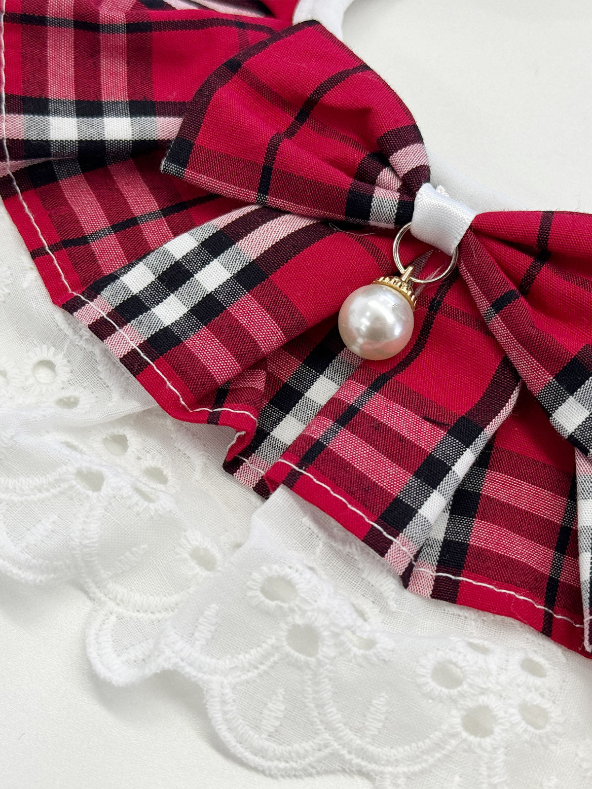 Cat Dog Collar Bandana Bowknot Plaid Adjustable