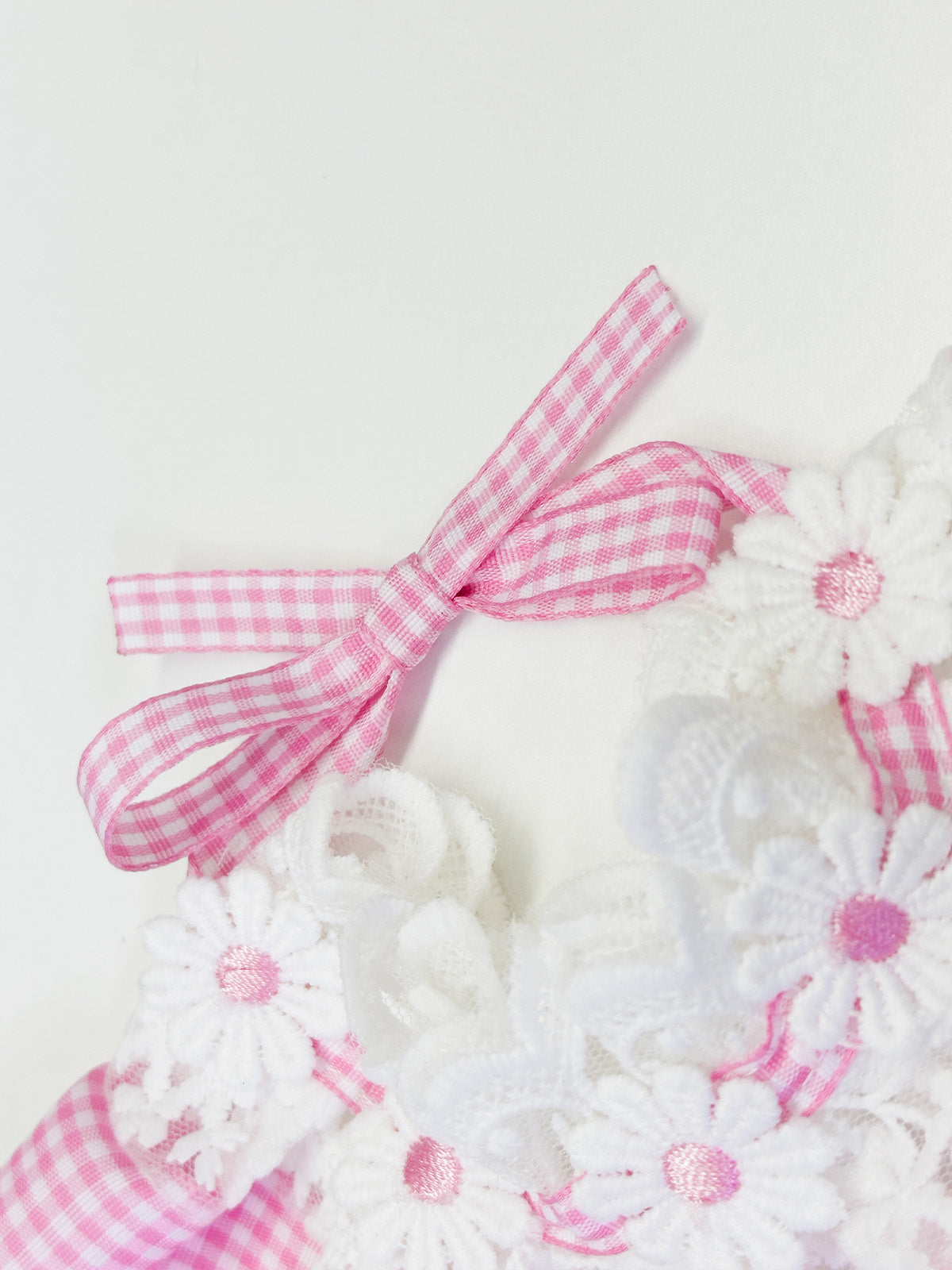 Cat Dog Collar Plaid Flowers Deco Lace-up Cute Kitten Adjustable