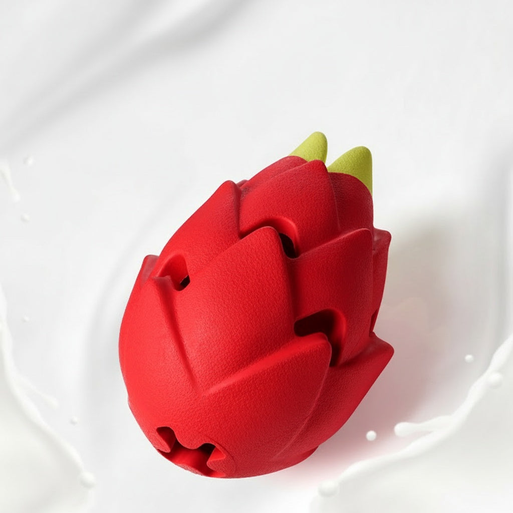 Pitaya Dragon Fruit Dog Chew Toy - Durable Rubber Treat Dispenser with Hiding Spots