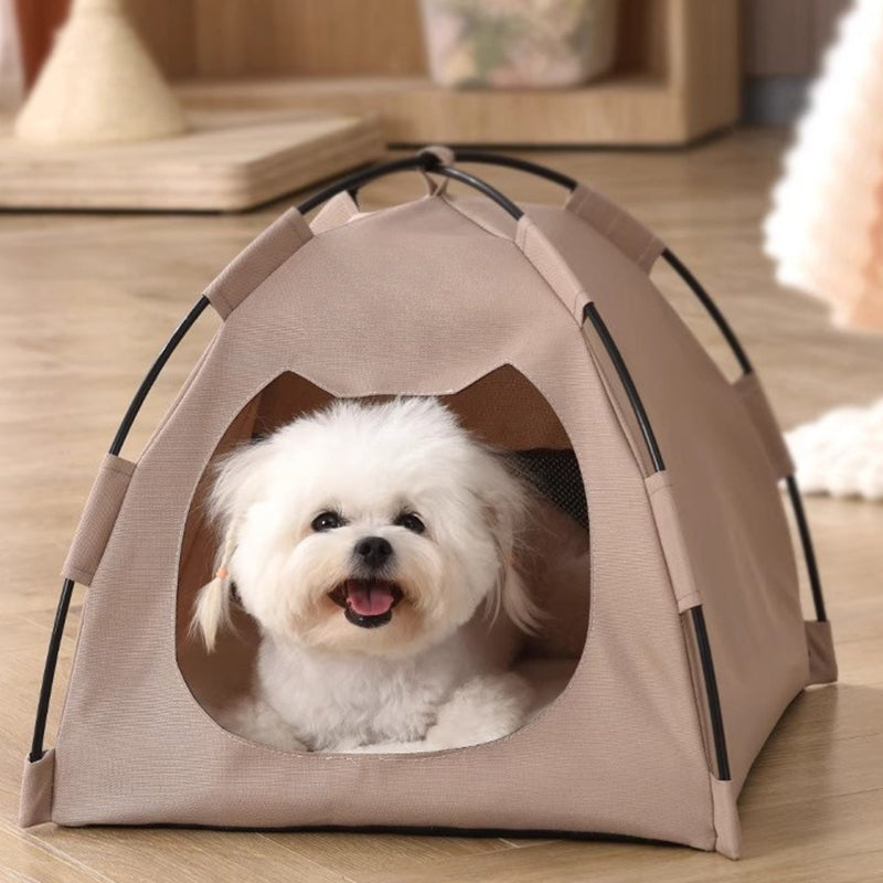 Round-Top Tent Pet Bed with Plush Mat