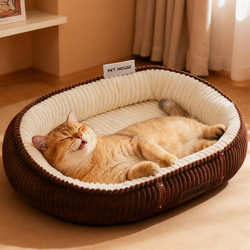 Oval Cat Dog Bed Removable Cover