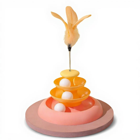 3-Tier Cat Track Toy - Interactive Ball Spinner with Multi-Level Orbit