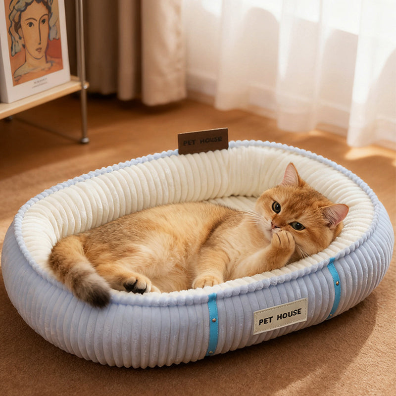 Oval Cat Dog Bed Removable Cover