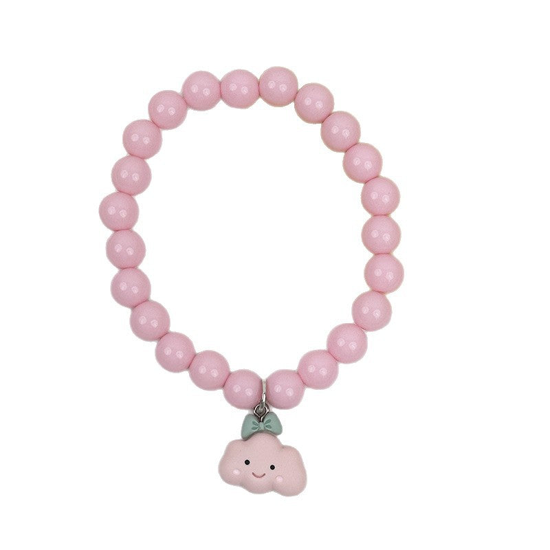 Sweet Pet Necklace Hand-Strung Beaded Collar with Cartoon Cat Charms for Dogs and Cats