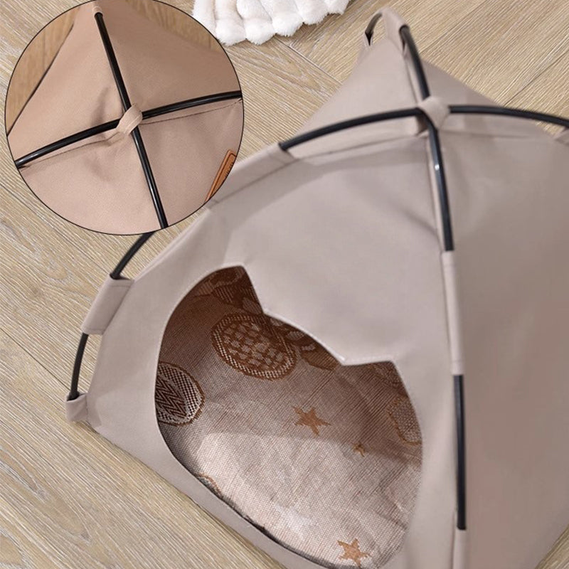 Round-Top Tent Pet Bed with Plush Mat