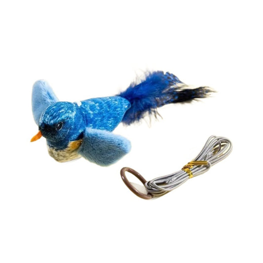 Realistic Squeaky Bird Cat Toy - Lifelike Chewable Bird with Feathers & Interactive Wand