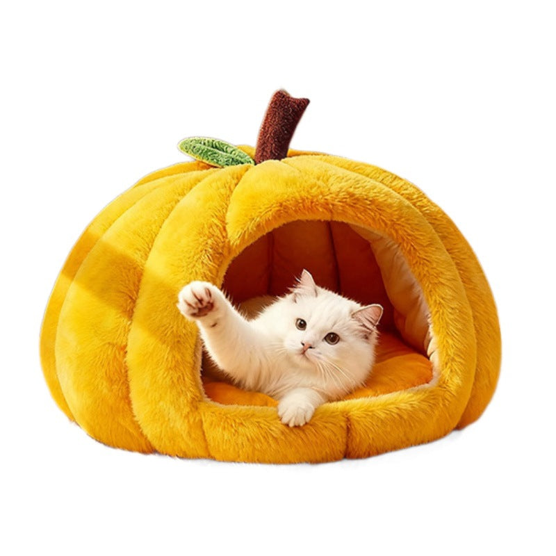 Semi-Enclosed Winter Pet Bed with Removable Cushion)