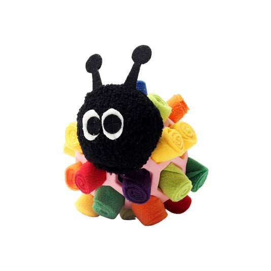 Caterpillar Dog Snuffle Toy - Treat Puzzle Ball with Multiple Holes, Chewable Rubber for Boredom & Anxiety