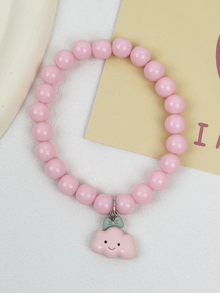 Sweet Pet Necklace Hand-Strung Beaded Collar with Cartoon Cat Charms for Dogs and Cats