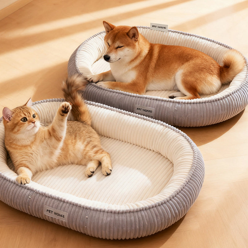 Oval Cat Dog Bed Removable Cover